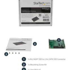 StarTech.com M.2 SATA SSD to 2.5in SATA Adapter Converter - Convert an M.2 SSD into a 7mm high 2.5in SATA 6Gbps Open Frame SSD