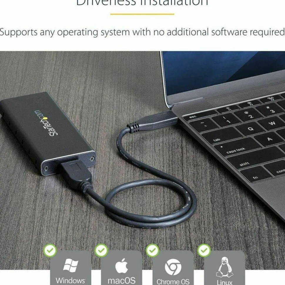 StarTech.com M.2 SSD Enclosure for M.2 SATA SSDs - USB 3.1 (10Gbps) with USB-C Cable - External Enclosure - SM21BMU31C3