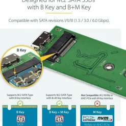 StarTech.com M.2 SSD Enclosure for M.2 SATA External Solid State Drives, USB, SM2NGFFMBU33
