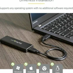 StarTech.com M.2 SSD Enclosure for M.2 SATA External Solid State Drives, USB, SM2NGFFMBU33