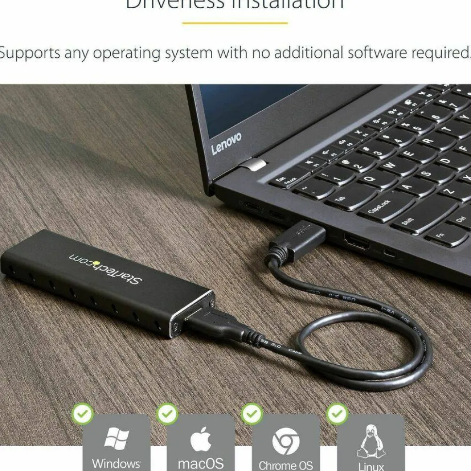 StarTech.com M.2 SSD Enclosure for M.2 SATA External Solid State Drives, USB, SM2NGFFMBU33