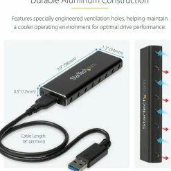 StarTech.com M.2 SSD Enclosure for M.2 SATA External Solid State Drives, USB, SM2NGFFMBU33