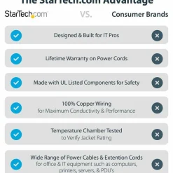 StarTech.com PAC100 Computer Power Cord, 1 ft