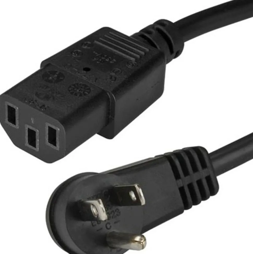 StarTech.com Right-Angle NEMA 5-15P To C13 Computer Power Cord, 6'