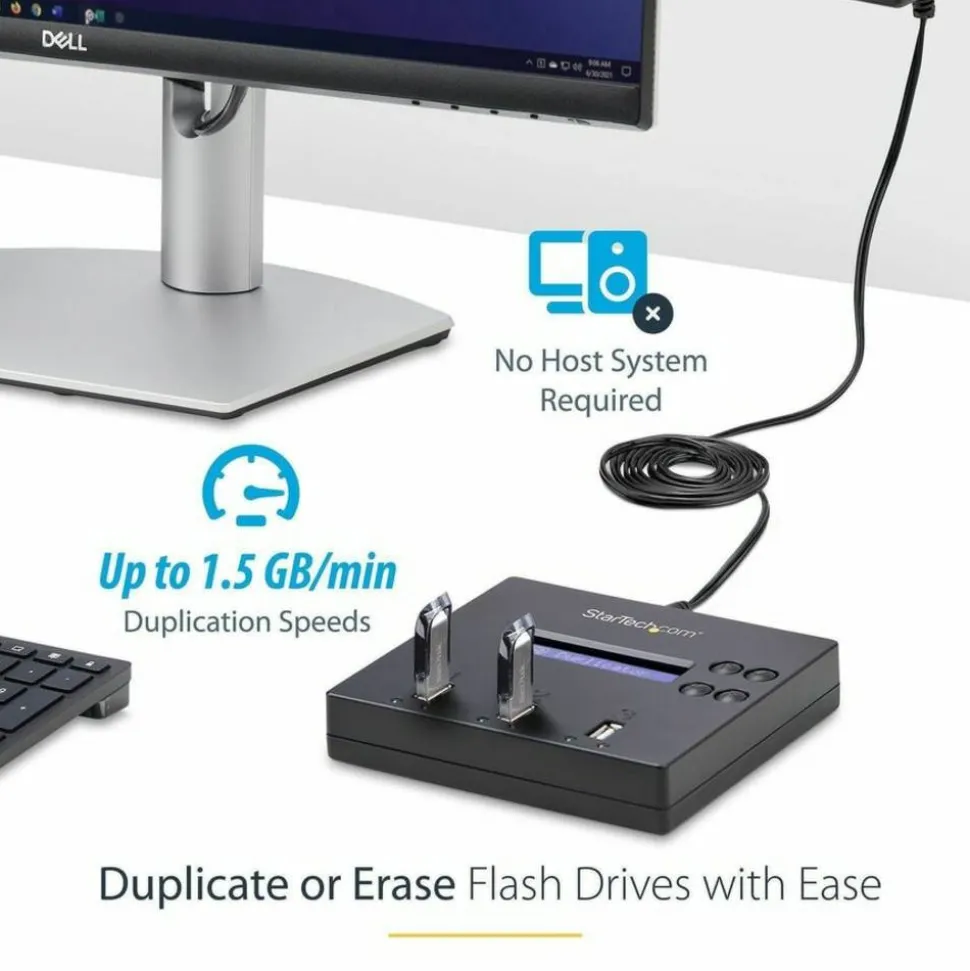 StarTech.com 1:2 Standalone USB Duplicator & Eraser - Flash Drives - TAA Compliant - USB 2.0 Memory Stick Duplicator Eraser