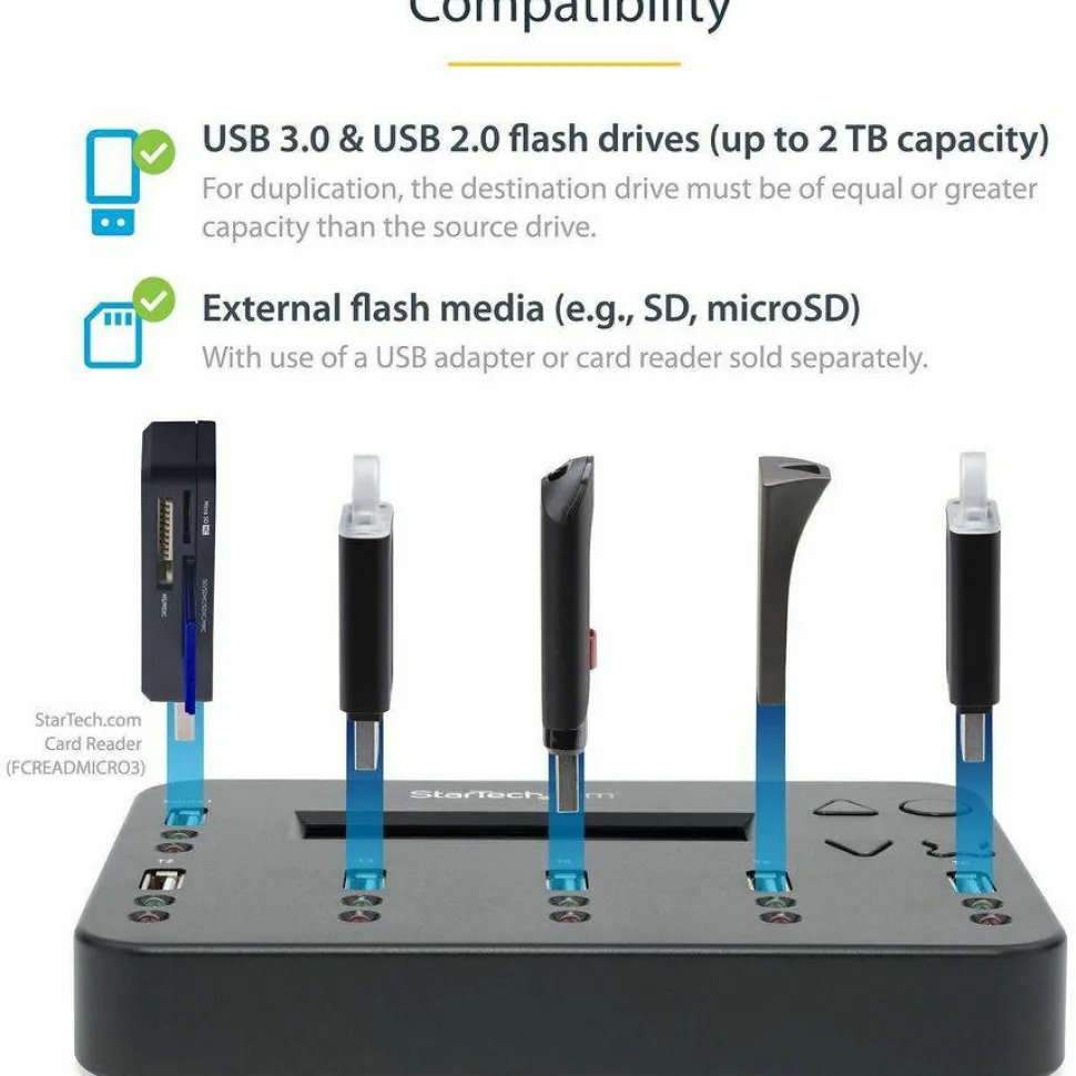 StarTech.com Standalone 1:5 USB Flash Drive Duplicator and Eraser - Flash Drive Copier