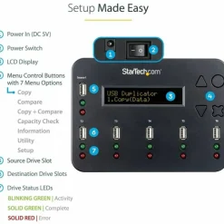 StarTech.com Standalone 1:5 USB Flash Drive Duplicator and Eraser - Flash Drive Copier