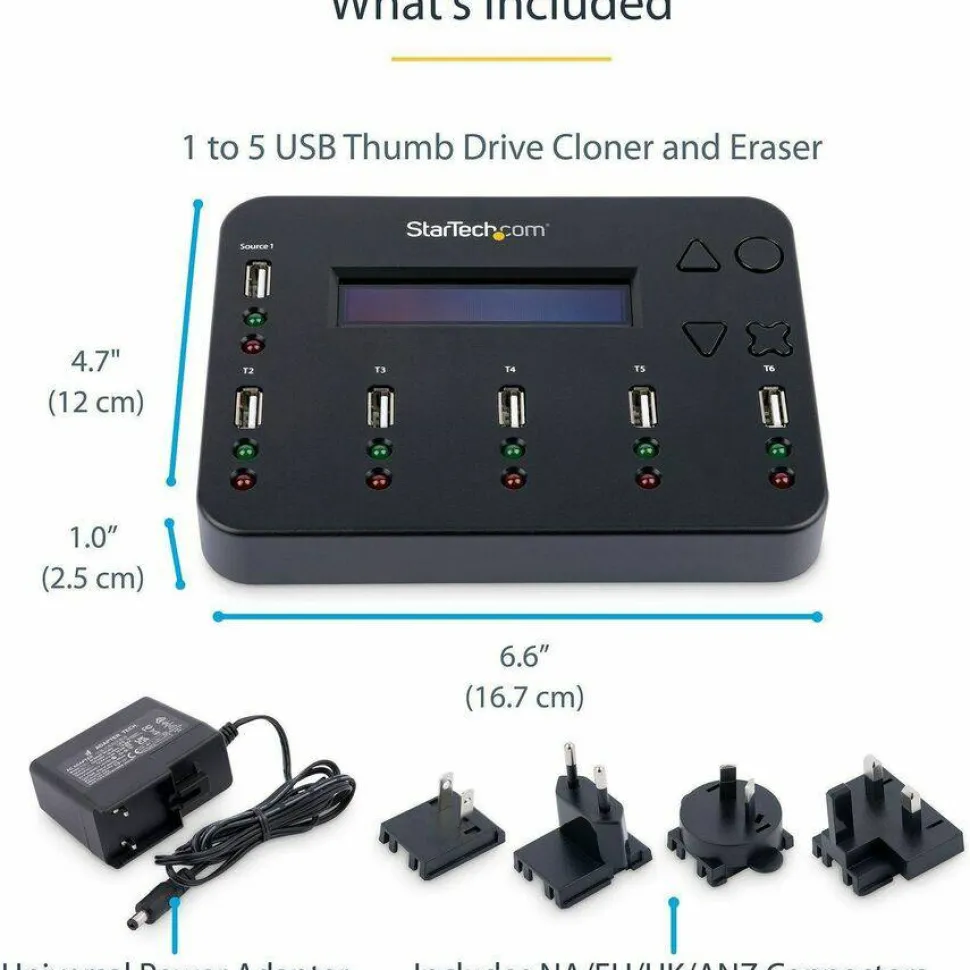 StarTech.com Standalone 1:5 USB Flash Drive Duplicator and Eraser - Flash Drive Copier