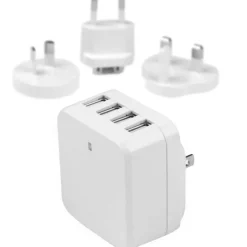 StarTech.com Travel USB Wall Charger - 4 Port - White - Universal Travel Adapter - International Power Adapter - USB Charger