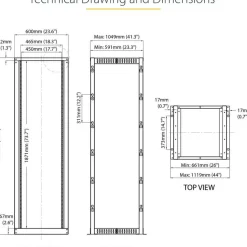 StarTech.com 42U Adjustable Depth Open Frame 4 Post Server Rack Cabinet - Flat Pack w/ Casters, Levelers and Cable Management Hooks - 4POSTRACK42