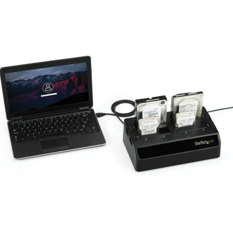 StarTech.com USB 3.0 to 4-Bay SATA 6Gbps Hard Drive Docking Station w/ UASP & Dual Fans - 2.5/3.5in SSD / HDD Dock