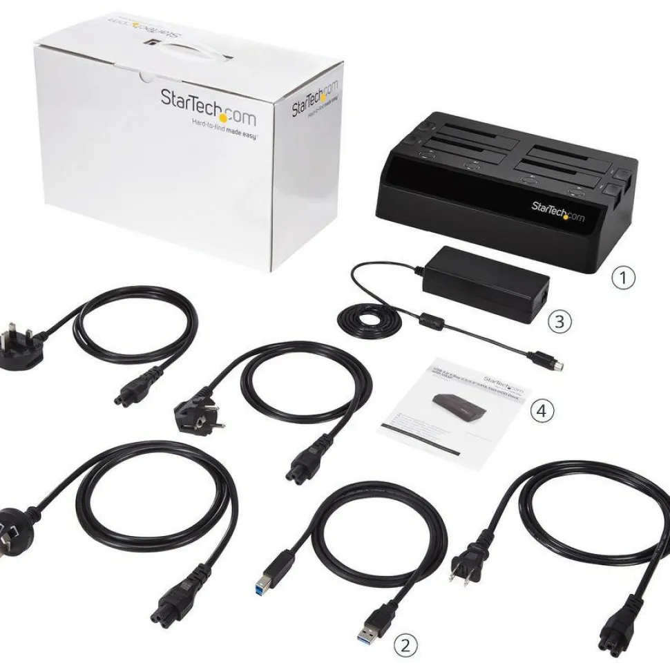 StarTech.com USB 3.0 to 4-Bay SATA 6Gbps Hard Drive Docking Station w/ UASP & Dual Fans - 2.5/3.5in SSD / HDD Dock