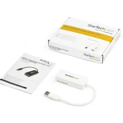StarTech.com USB 3.0 To Gigabit Ethernet Adapter NIC With USB Port, White
