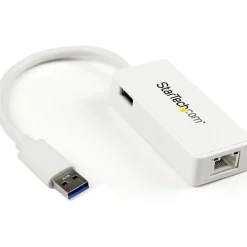 StarTech.com USB 3.0 To Gigabit Ethernet Adapter NIC With USB Port, White