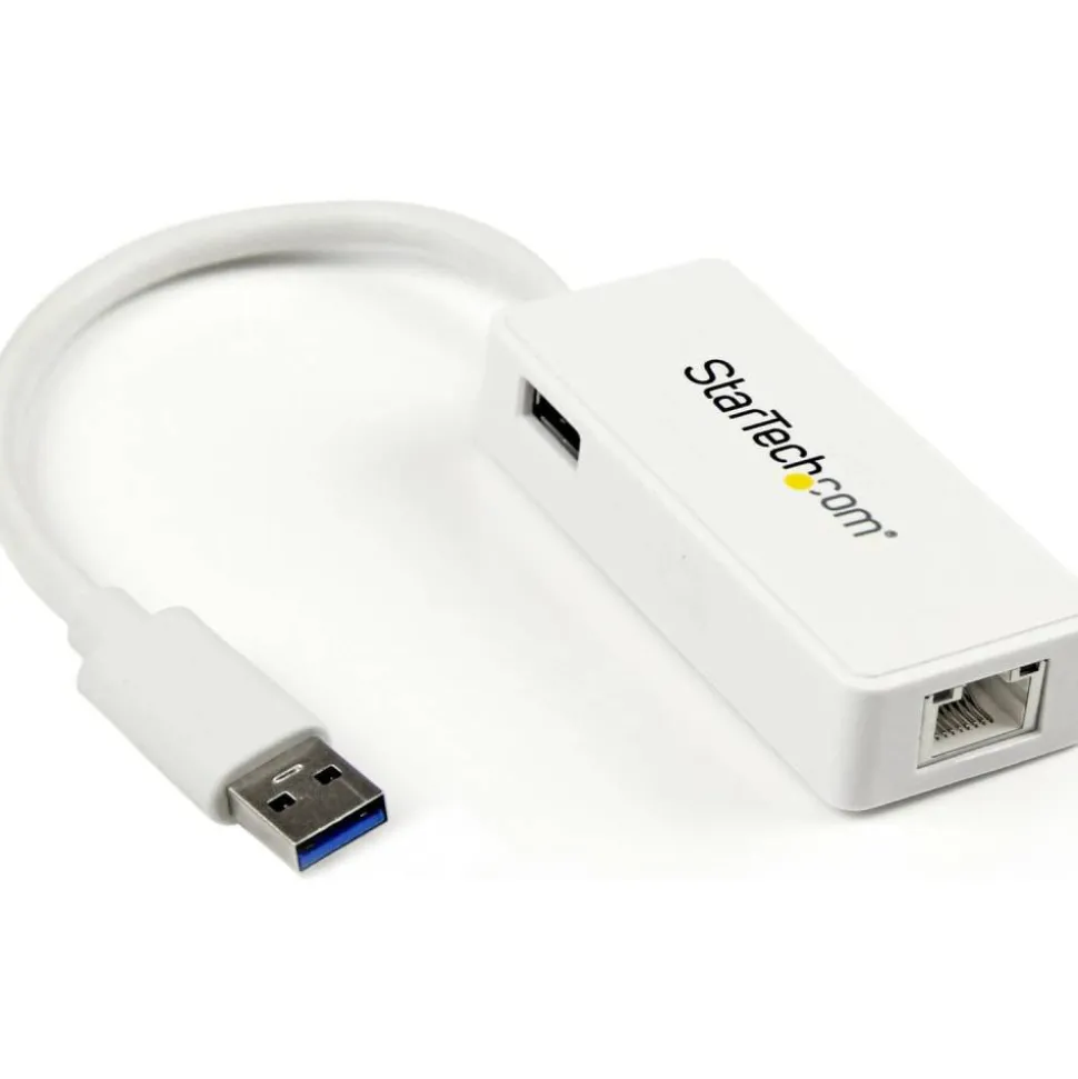StarTech.com USB 3.0 To Gigabit Ethernet Adapter NIC With USB Port, White