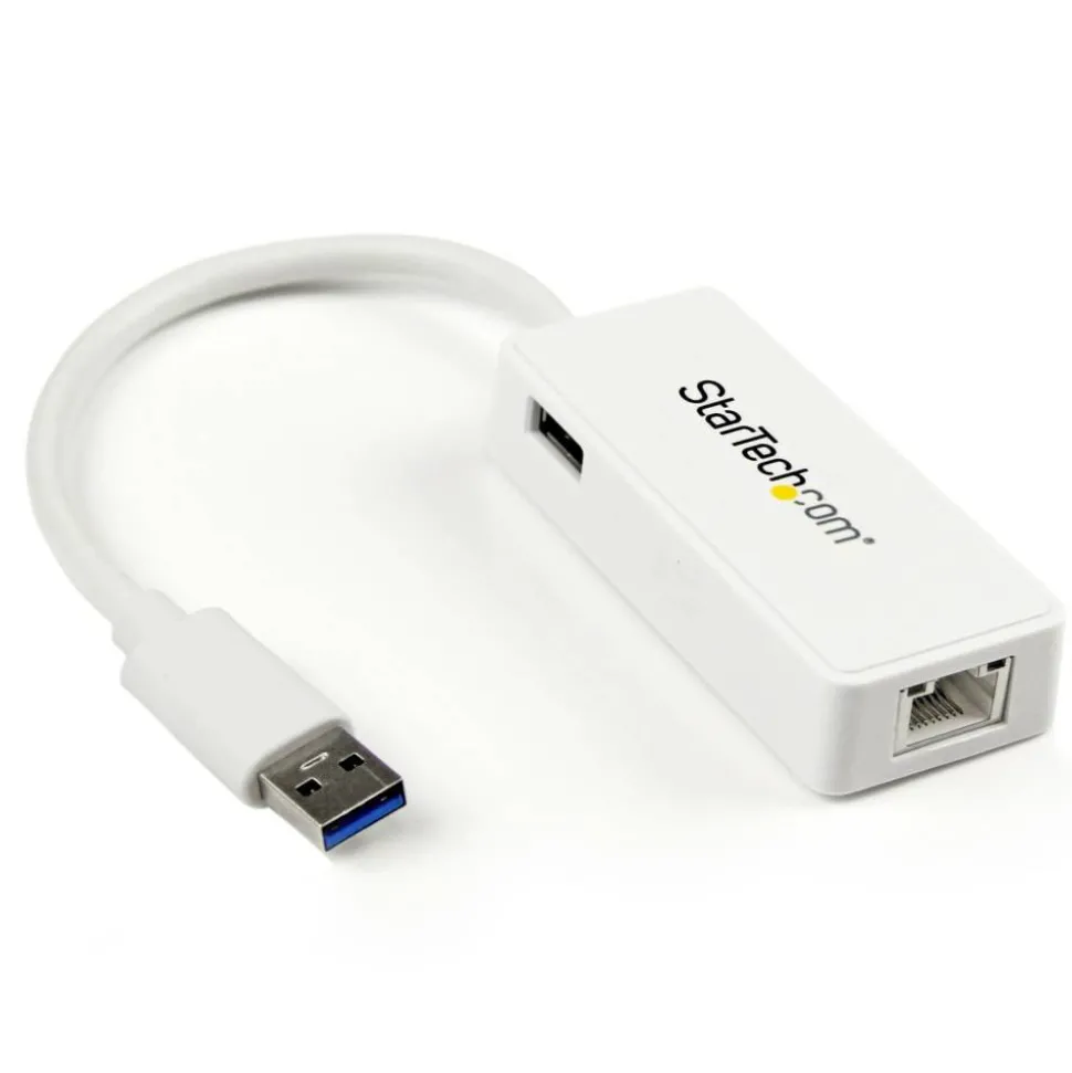 StarTech.com USB 3.0 To Gigabit Ethernet Adapter NIC With USB Port, White