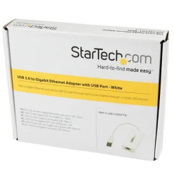 StarTech.com USB 3.0 To Gigabit Ethernet Adapter NIC With USB Port, White
