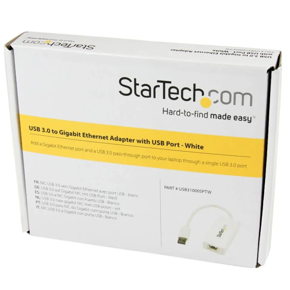 StarTech.com USB 3.0 To Gigabit Ethernet Adapter NIC With USB Port, White