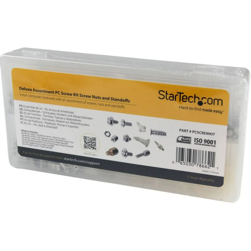 StarTech Deluxe Assortment PC Screw Kit, Screw Nuts and Standoffs, Assortment Of 12 Common PC Case Screws, Screw kit, TAA