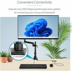 StarTech Desk Mount Monitor Arm with 2x USB 3.0 ports for VESA Display up to 34