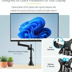 StarTech Desk Mount Monitor Arm with 2x USB 3.0 ports for VESA Display up to 34