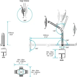 StarTech Desk-Mount Tablet Arm, Articulating, For 9