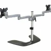 StarTech Dual Monitor Stand, Ergonomic Desktop Monitor Stand for up to 32"(17.6lb/8kg) VESA Displays, Free-Standing Adjustable, Silver