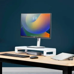 StarTech Ergonomic Monitor Riser Stand, Up to 33lb/15kg, Fixed height 3.5in/9cm, Desktop Computer Monitor/Laptop Riser, Steel, TAA