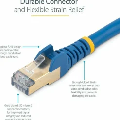 StarTech 1ft CAT6a Ethernet Cable - 10 Gigabit Category 6a Shielded Snagless 100W PoE Patch Cord - 10GbE Blue UL Certified Wiring/TIA
