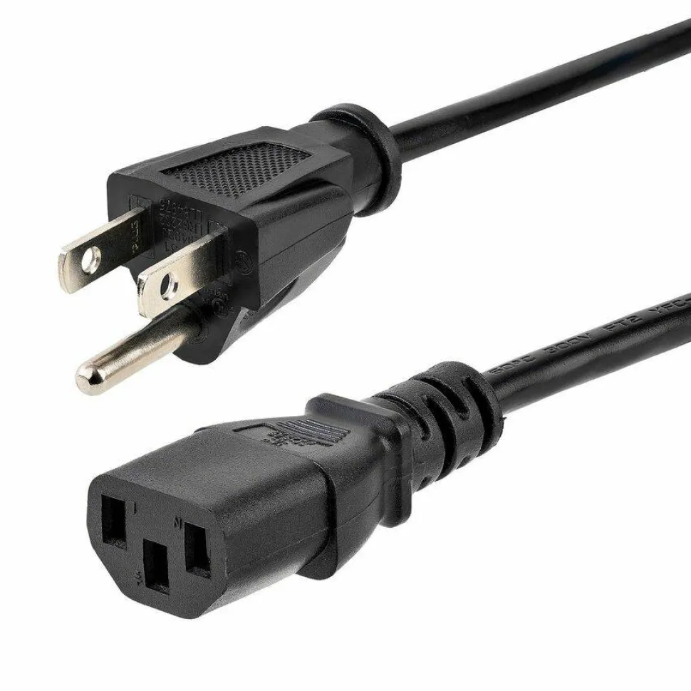 StarTech 1ft (30cm) Computer Power Cord, NEMA 5-15P to C13, 10A 125V 18AWG, Black Replacement AC PC Power Cord, TV/Monitor Power Cable