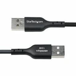 StarTech 1ft (30cm) USB-A to USB-C Charging Cable, Charge & Sync, 3A, USB 2.0, TPE Jacket - Black USB Charging Cord