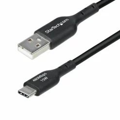 StarTech 1ft (30cm) USB-A to USB-C Charging Cable, Charge & Sync, 3A, USB 2.0, TPE Jacket - Black USB Charging Cord