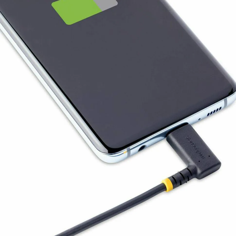 StarTech 1ft (30cm) USB-A to USB-C Fast Charging Cable, Rugged, Right-Angled, Charge & Sync, 3A, USB 2.0, TPE Jacket and Aramid Fiber