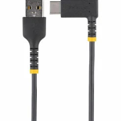 StarTech 1ft (30cm) USB-A to USB-C Fast Charging Cable, Rugged, Right-Angled, Charge & Sync, 3A, USB 2.0, TPE Jacket and Aramid Fiber