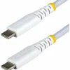 StarTech 3ft (91cm) White USB-C Charging Cable, 60W (3A) PD, Dual-Layer Braided Nylon/TPE Jacket, Rugged USB 2.0 Laptop Charger Cord