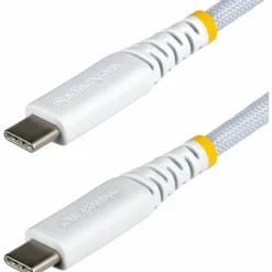 StarTech 3ft (91cm) White USB-C Charging Cable, 60W (3A) PD, Dual-Layer Braided Nylon/TPE Jacket, Rugged USB 2.0 Laptop Charger Cord