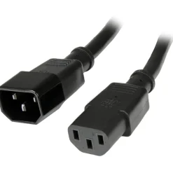StarTech 6ft (1.8m) Heavy Duty Extension Cord, IEC C14 to IEC C13 Black Extension Cord, 15A 125V, 14AWG, Heavy Gauge Power Cable