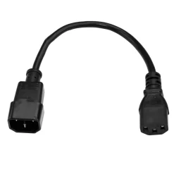 StarTech 6ft (1.8m) Heavy Duty Extension Cord, IEC C14 to IEC C13 Black Extension Cord, 15A 125V, 14AWG, Heavy Gauge Power Cable
