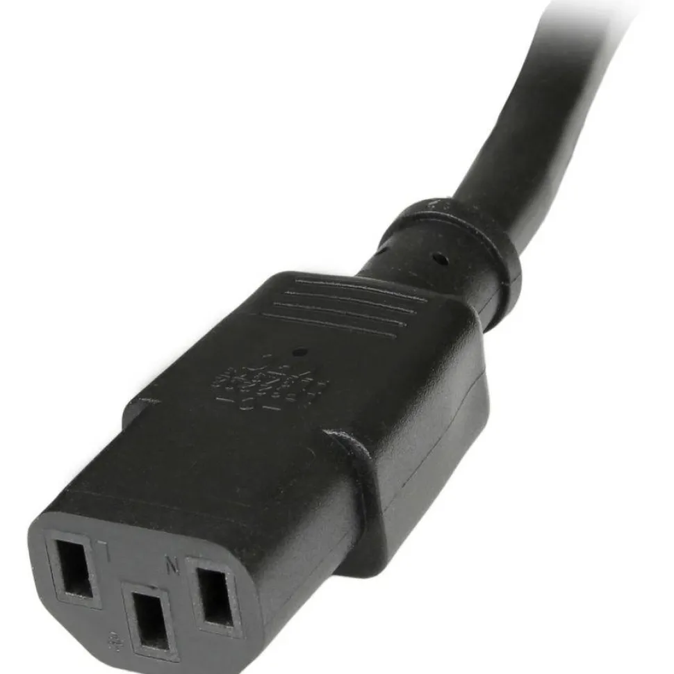StarTech 6ft (1.8m) Heavy Duty Extension Cord, IEC C14 to IEC C13 Black Extension Cord, 15A 125V, 14AWG, Heavy Gauge Power Cable