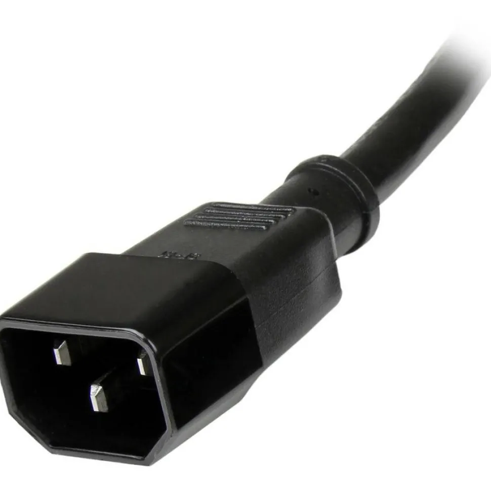 StarTech 6ft (1.8m) Heavy Duty Extension Cord, IEC C14 to IEC C13 Black Extension Cord, 15A 125V, 14AWG, Heavy Gauge Power Cable