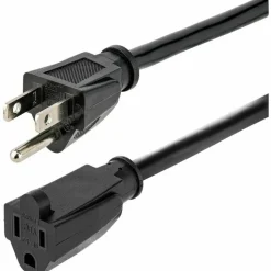 StarTech 6ft (1.8m) Heavy Duty Extension Cord, NEMA5-15R to NEMA5-15P Black Extension Cord, 15A 125V, 14AWG, Heavy Gauge Power Cable