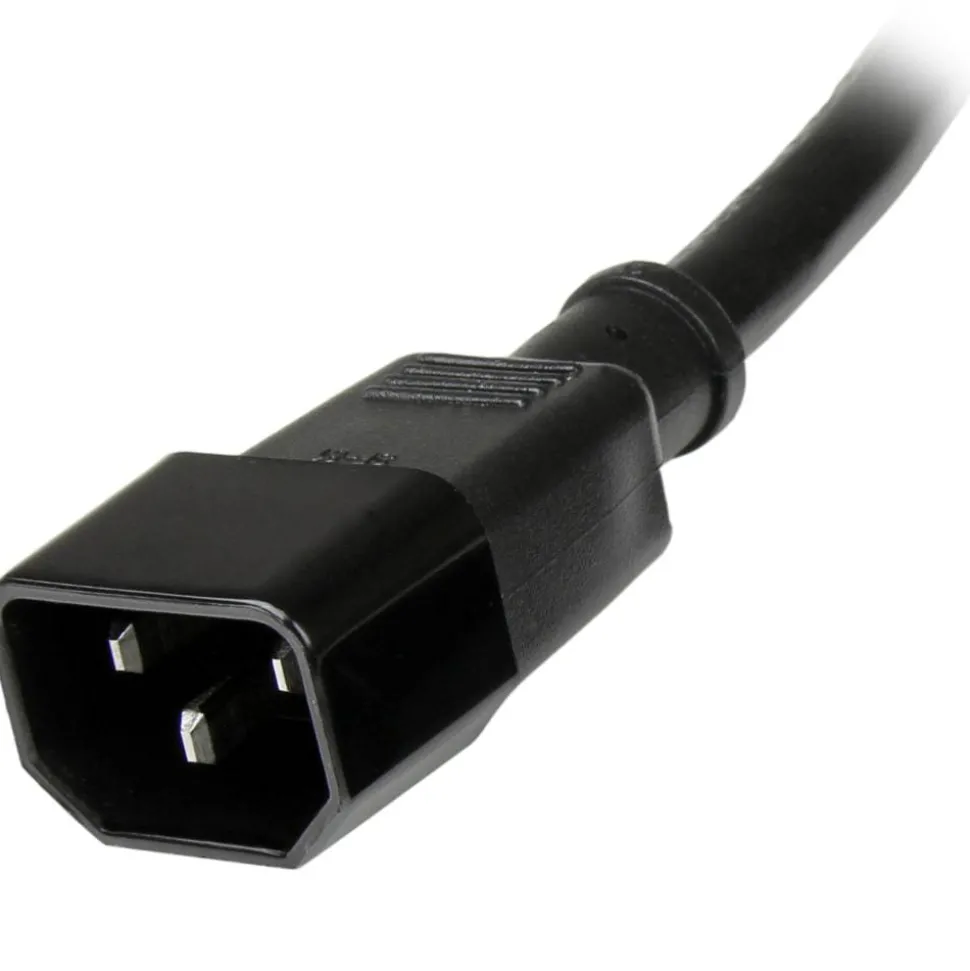 StarTech 10ft (3m) Heavy Duty Extension Cord, IEC C14 to IEC C13 Black Extension Cord, 15A 125V, 14AWG, Heavy Gauge Power Cable