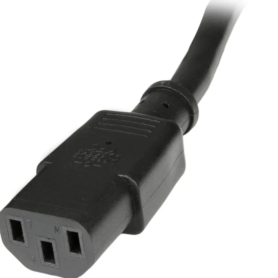 StarTech 10ft (3m) Heavy Duty Extension Cord, IEC C14 to IEC C13 Black Extension Cord, 15A 125V, 14AWG, Heavy Gauge Power Cable