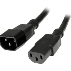 StarTech 10ft (3m) Heavy Duty Extension Cord, IEC C14 to IEC C13 Black Extension Cord, 15A 125V, 14AWG, Heavy Gauge Power Cable
