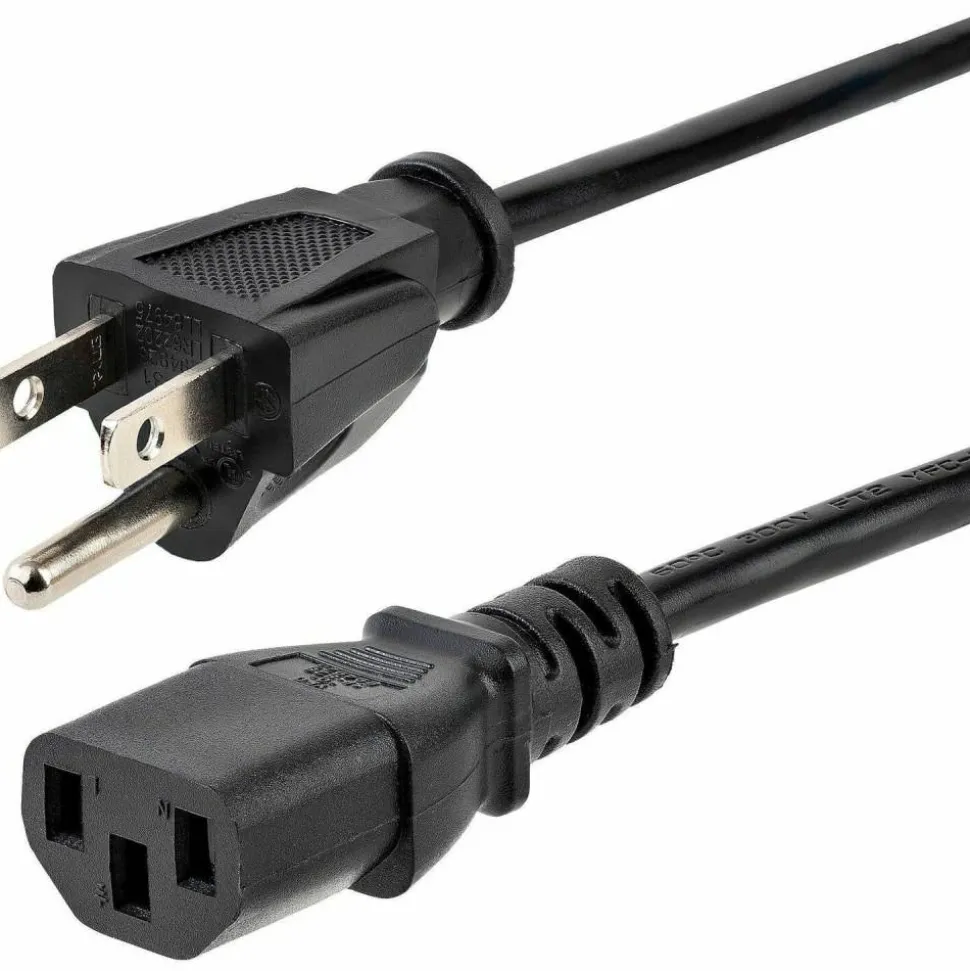 StarTech 10ft (3m) Heavy Duty Power Cord, NEMA 5-15P to C13, 15A 125V 14AWG, Replacement AC Computer Power Cord, PC Power Supply Cable