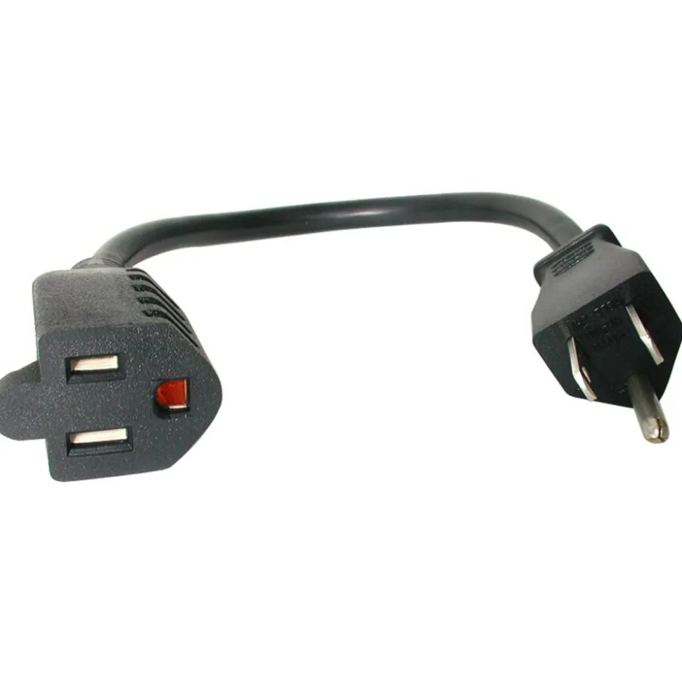 StarTech 1ft (0.3m) Short Extension Cord, NEMA5-15R to NEMA5-15P Black Extension Cord, 13A 125V, 16AWG, Computer Power Extension Cable
