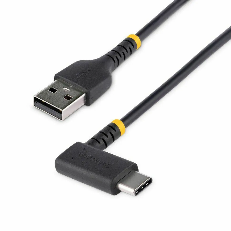 StarTech 6.6ft (2m) USB-A to USB-C Fast Charging Cable, Rugged, Right-Angled, Charge & Sync, 3A, USB 2.0, TPE Jacket and Aramid Fiber