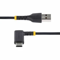 StarTech 6.6ft (2m) USB-A to USB-C Fast Charging Cable, Rugged, Right-Angled, Charge & Sync, 3A, USB 2.0, TPE Jacket and Aramid Fiber