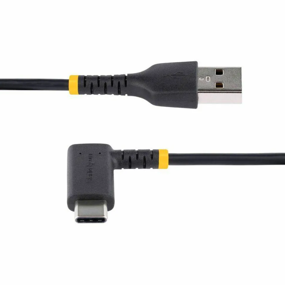 StarTech 6.6ft (2m) USB-A to USB-C Fast Charging Cable, Rugged, Right-Angled, Charge & Sync, 3A, USB 2.0, TPE Jacket and Aramid Fiber