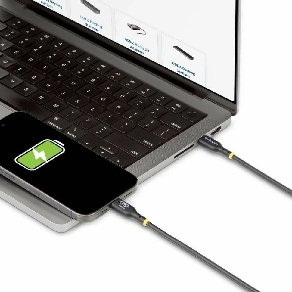StarTech 6ft (1.8m) USB-C Charging Cable, Charge & Sync, 240W (5A) PD EPR, USB 2.0 Laptop Charger Cable, USB-IF Certified , TPE Jacket